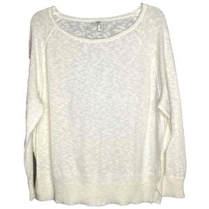 Joie Women's Linen Blend Boat Neck Knit Pullover Sweater White Size Large luxury